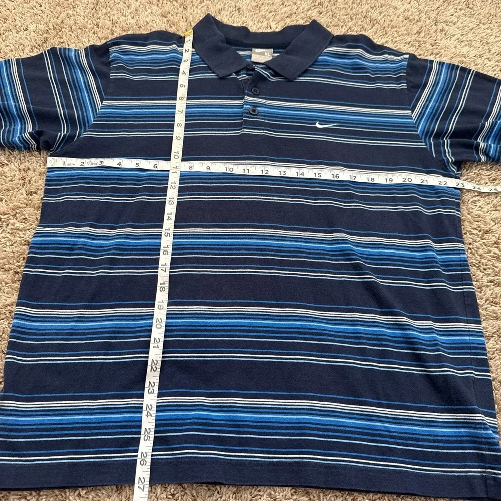 Nike Mens XL Blue Striped Short Sleeve Polo Shirt Y2K 218317-451